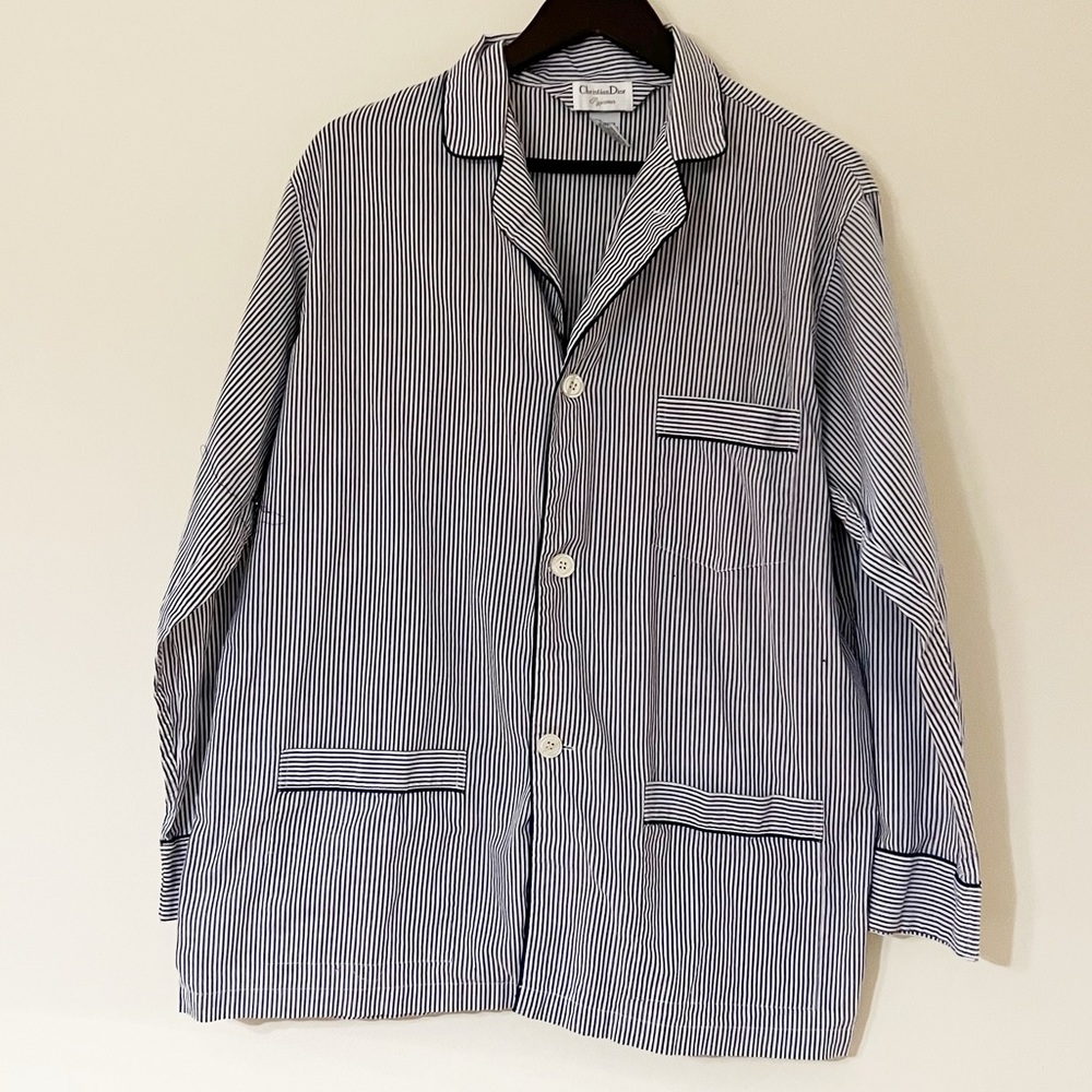 Christian Dior Vintage Pinstriped Pajama Top